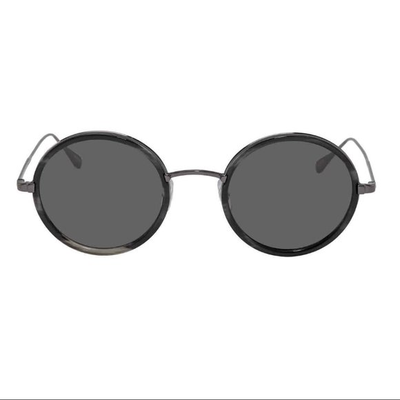 Garrett Leight Accessories - Garrett Leight Grey Playa Semi Flat Black Round Sunglasses